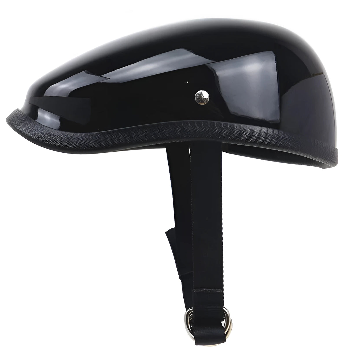 Bright black Japanese beret half helmet, hand-made fiberglass, sizes S to XXL