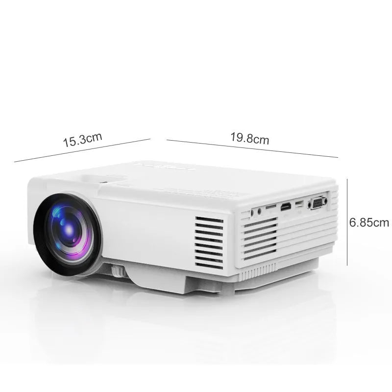 White T5 horizontal projector with 1920x1080 resolution and 200 cm projection screen size