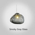 Modern glass chandelier with LED lighting in amber, clear or smoke grey colour options