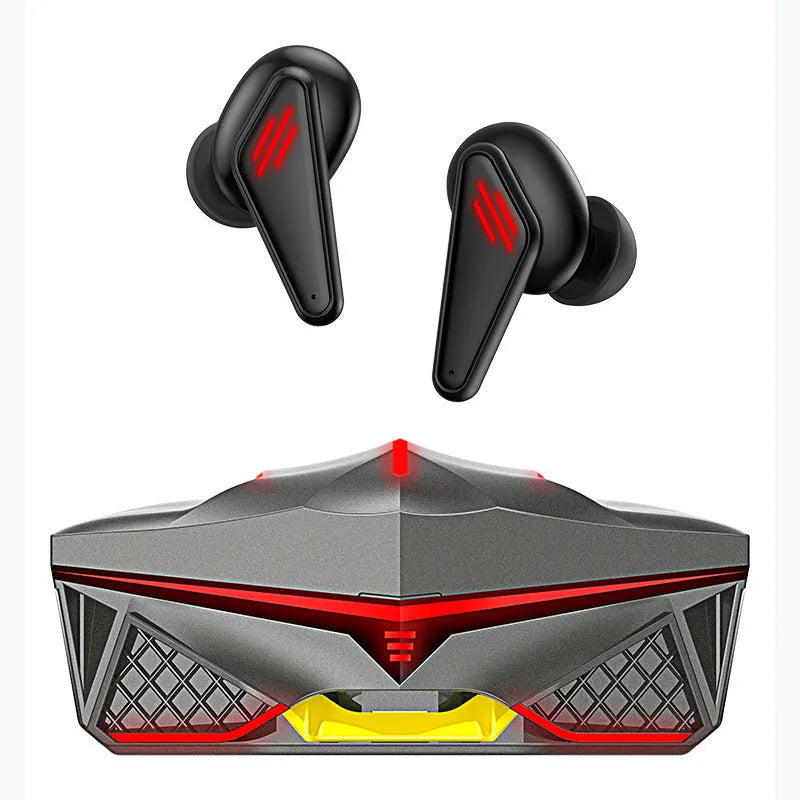K98 black wireless Bluetooth earbuds with charging case for gaming and mobile use