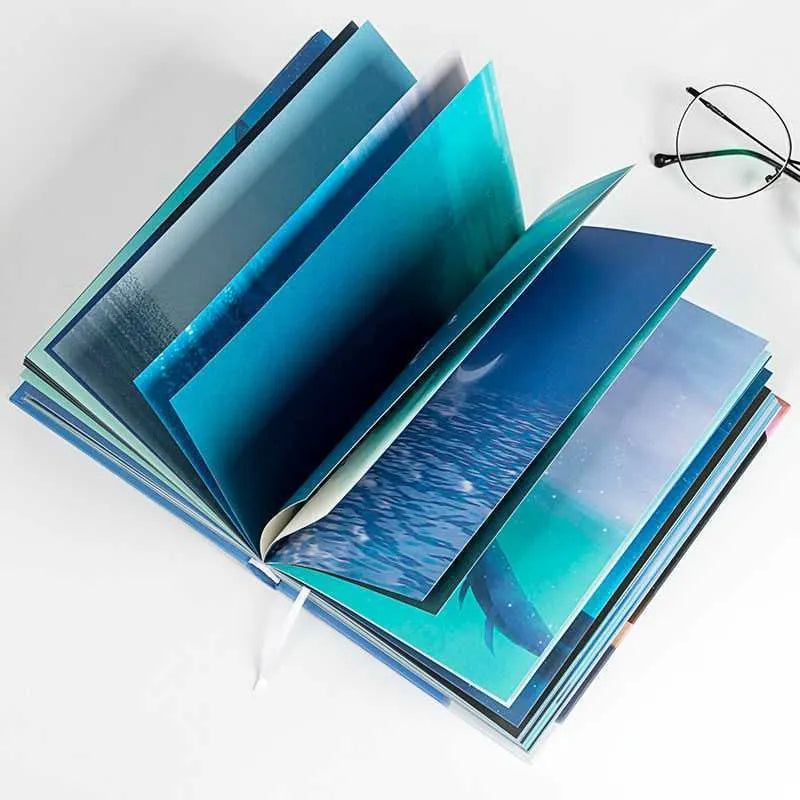Chinese style whale colouring diary A5 hardcover notebook with colour pages and seven colour options