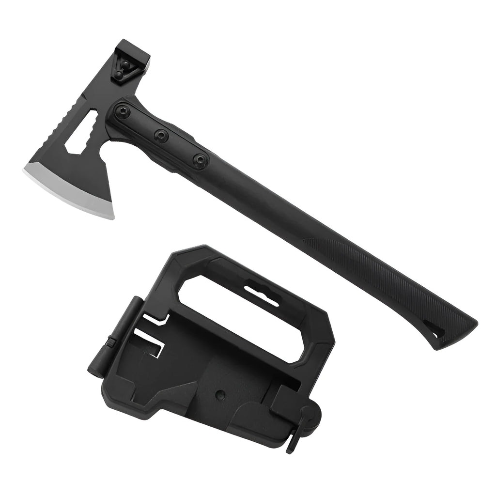 Outdoor multi-functional camping survival axe with stainless steel head and ABS handle