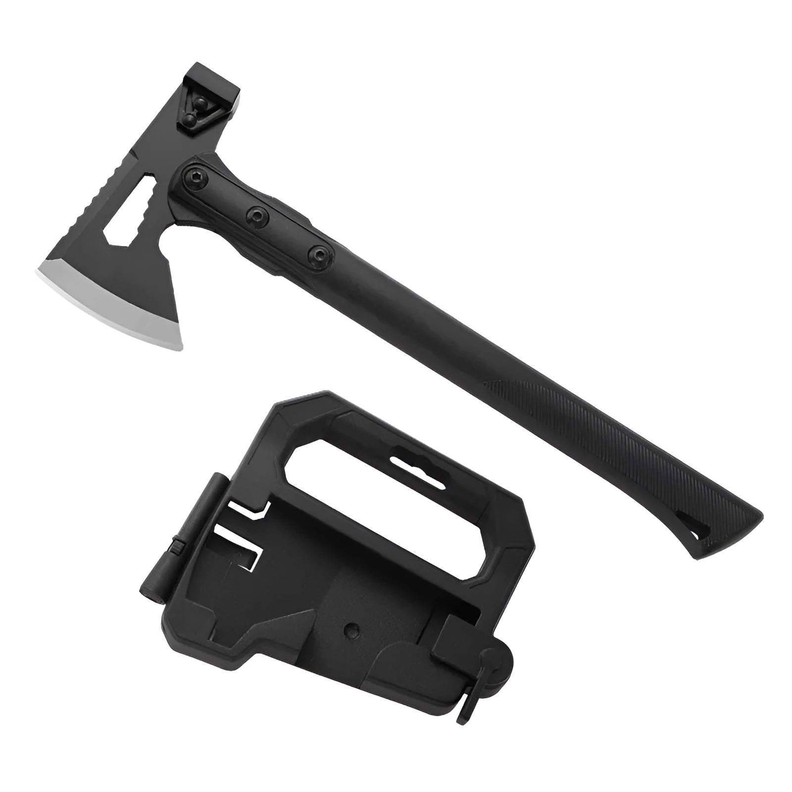 Outdoor multi-functional camping survival axe with stainless steel head and ABS handle