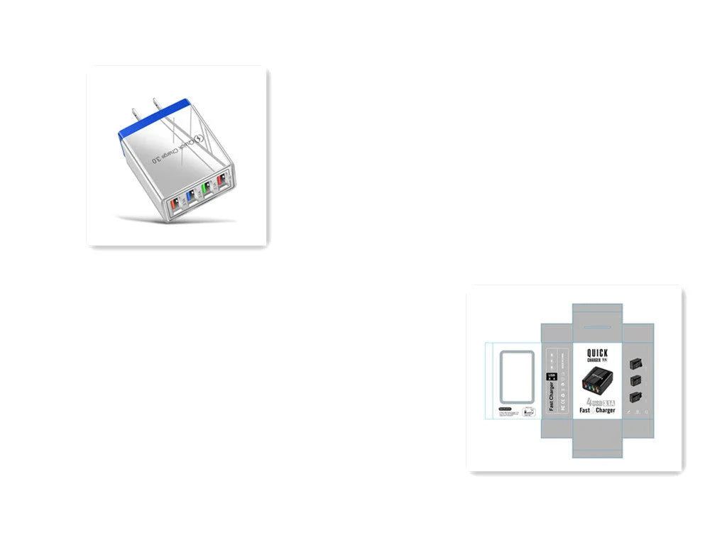 4-port USB wall charger with Quick Charge 3.0 technology for fast charging of smartphones and tablets