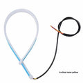 Motorcycle steering column with installed PVC LED strip creating a running water ambience light effect in blue to yellow colours.