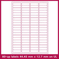 Pack of blank white A4 FBA label paper sheets showing different grid formats for barcodes.