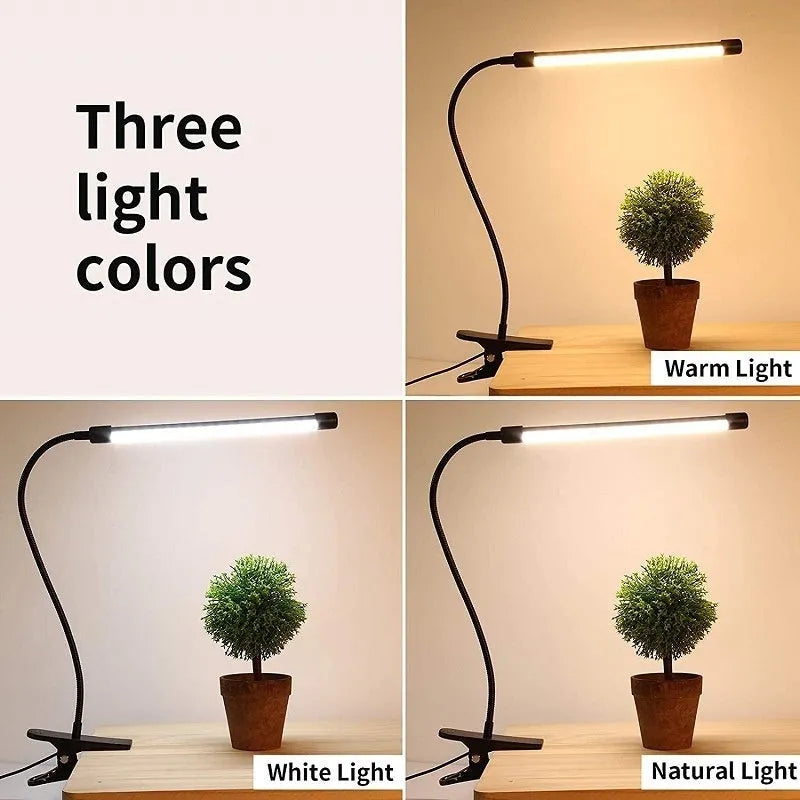 Black and white LED desk lamp with 26cm length for student dormitory study