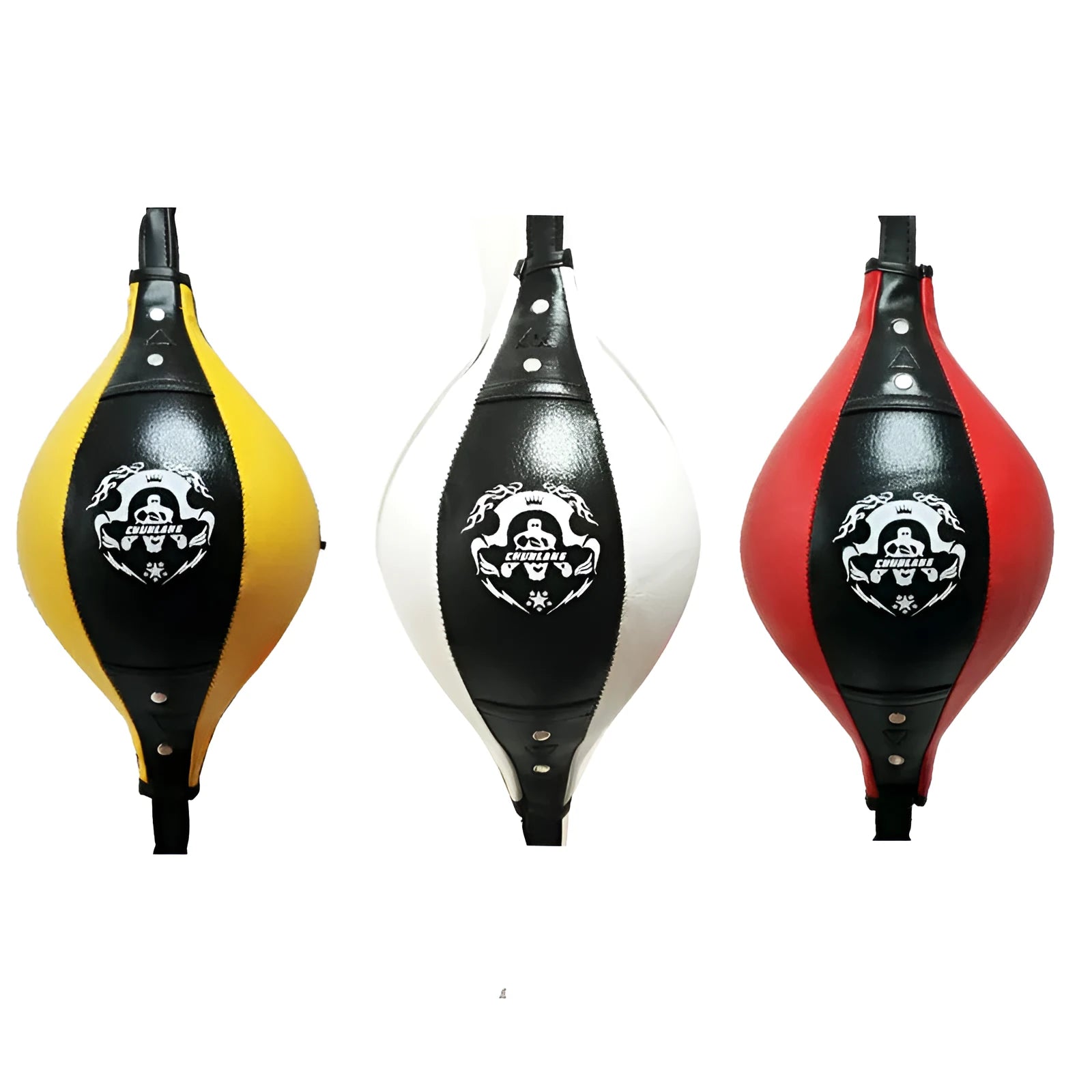 Spring Dragon diamond pattern PU boxing speed ball in black and red colours with inflator