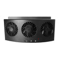 Black and white car ventilation fan unit with USB cable for dashboard exhaust odour removal