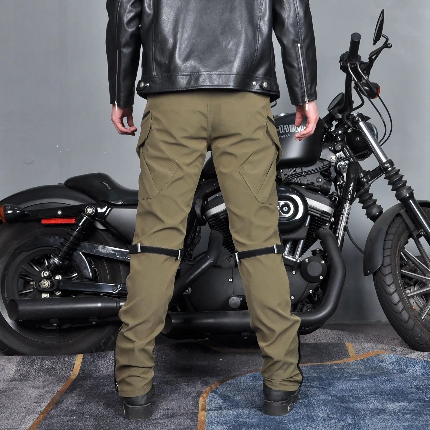 Motorcycle waterproof windproof trousers for cycling with protective gear in solid colour