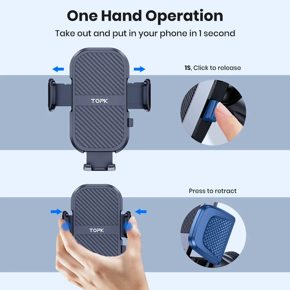 D46 series universal car phone holder with multiple bracket styles for dashboard windscreen air vent mounting