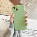 Solid colour TPU iPhone case with straight edges, shown in black, compatible with iPhone 14 and other models.