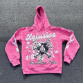 Personalised letter printing loose pullover sweatshirt with kangaroo pocket in street hipster style