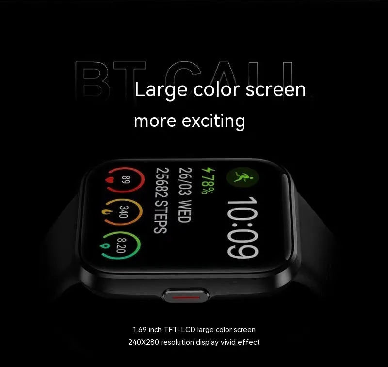 Smart watch with Bluetooth calling functionality in black, blue, green or pink colour options