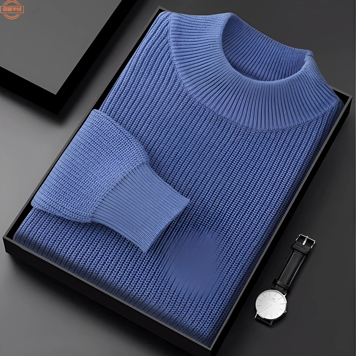 Men's thickened cotton half turtleneck pullover with diamond pattern, long sleeves and loose fit, sizes S to XXXXL