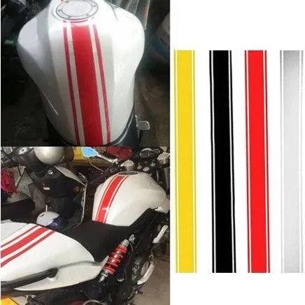 Roll of black and silver pinstripe motorcycle tank sticker measuring 50cm by 4.5cm