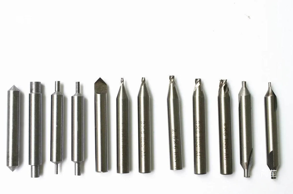 Full set of 17 pieces vertical key matching machine accessories including drill guide pin and sink milling cutter