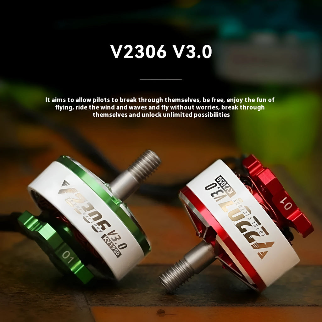 FPV brushless motor V2306 for 5-inch UAV crossing machine in orange and pink plastic with flash function