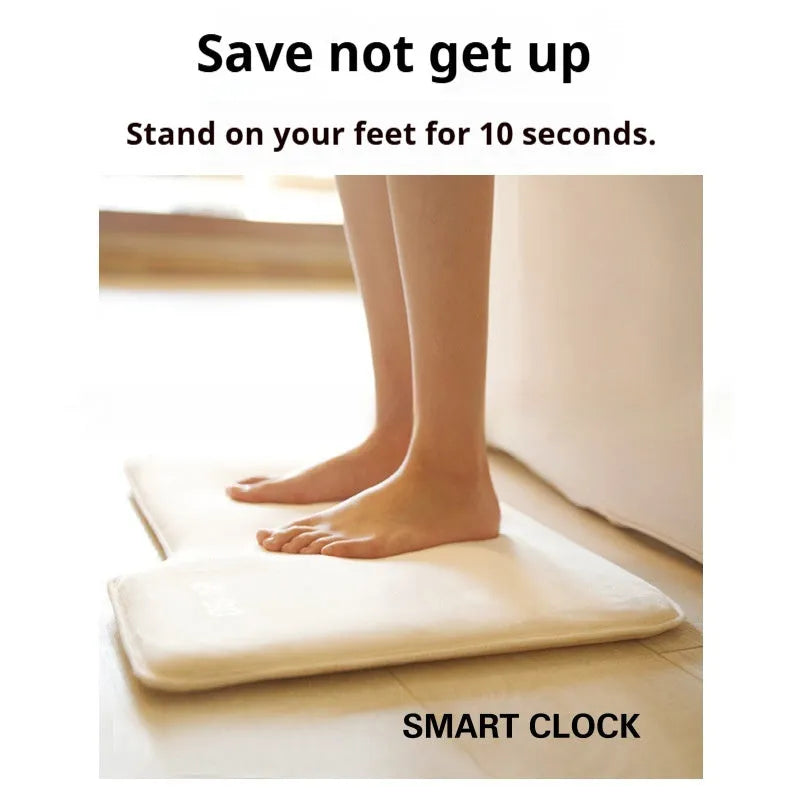 Smart carpet mat alarm clock with cloth velvet shell, 20mm thickness, two size options
