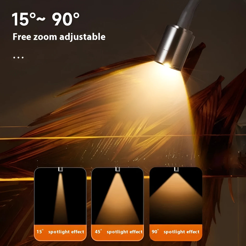 Mini LED aquarium light for small fish bowls with clip attachment and 3W power rating