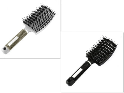 Detangling hairbrush with bristle and nylon teeth for effortless hair management and scalp massage