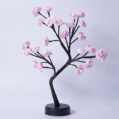 Elegant Flower Tree Desk Lamp with mesmerizing 3D rose design, providing cozy ambient lighting for home and office decor