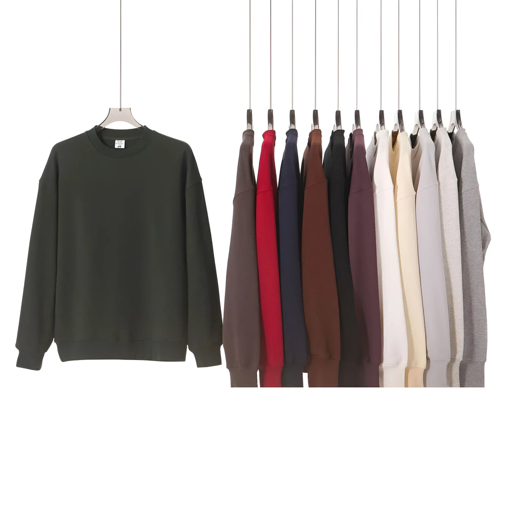 Men's cotton combed long terry hooded sweater in loose fit solid colour round neck style – casual top