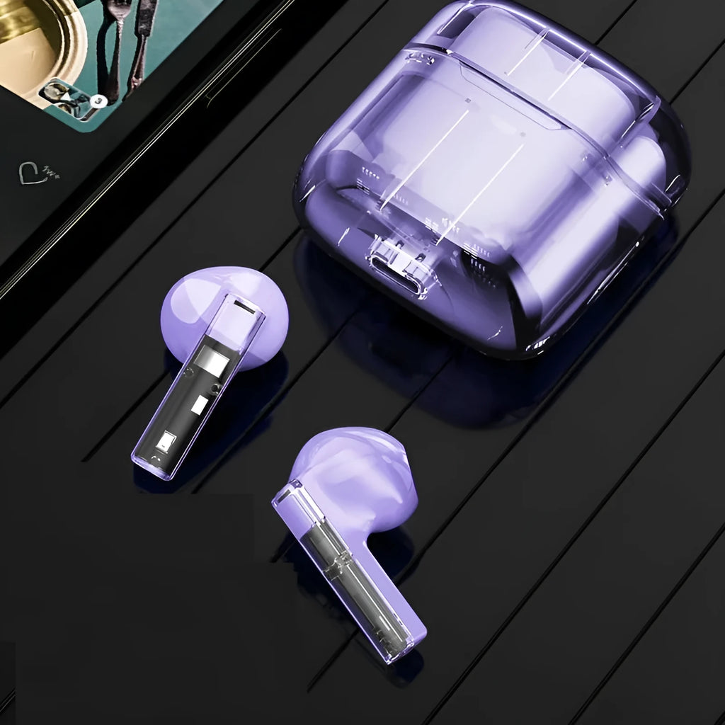 Wireless TWS gaming earbuds with Bluetooth 5.3 in black on a white background