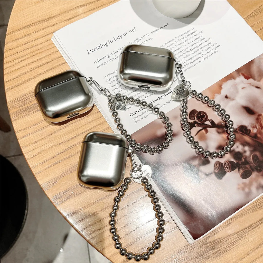 Matte plating TPU protective case for Apple AirPods showing electroplating finish