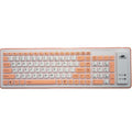 Folding waterproof dustproof silicone keyboard with USB cable, shown in pink, purple, green, blue, black, or orange.