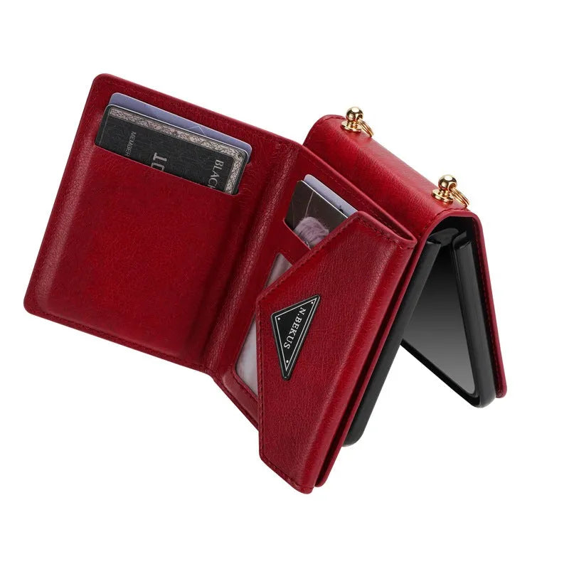 Samsung Z Flip phone case with side zipper card holder and kickstand, available in multiple colours