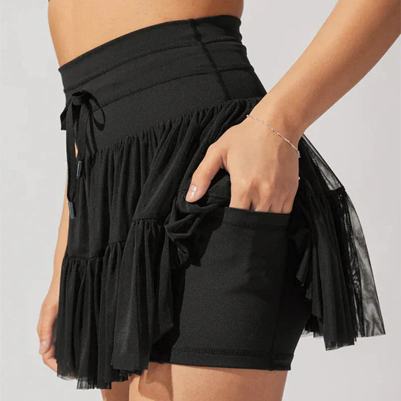 High-Waist Pleated Skirt with Lace-up Design - Stylish and Comfortable Women's Clothing