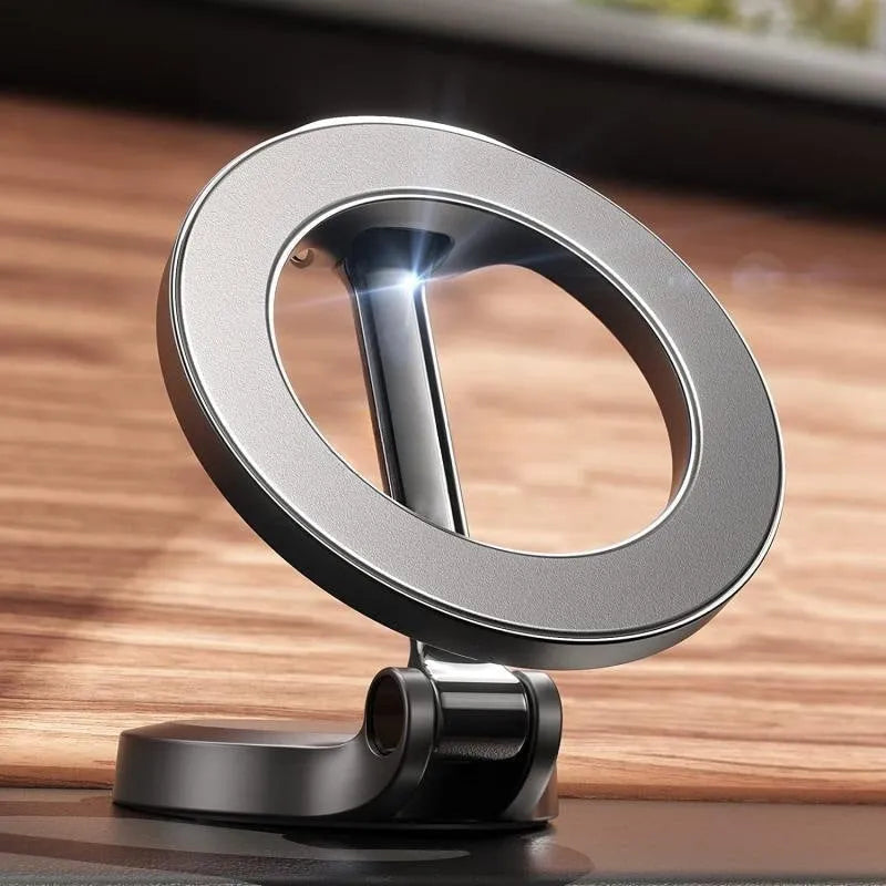 All-metal foldable magnetic car phone mount in Qian colour for dashboard installation