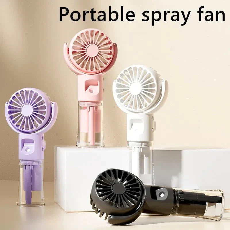 Portable Handheld Mist Fan with 4 Adjustable Wind Speed Settings for Outdoor Cooling and Hydration