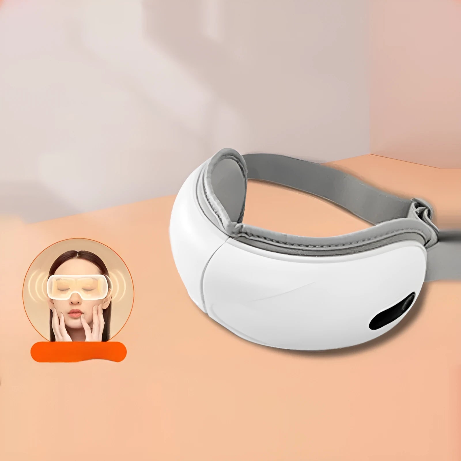 White rechargeable airbag massage and hot compress eye massager for relieving eye fatigue