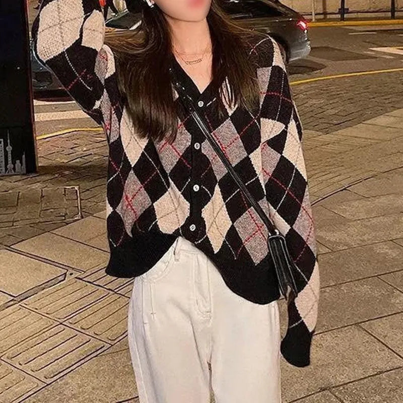 Macaron colour knitted casual cardigan in Japanese and Korean style with regular sleeves
