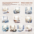 Retro-style Window Story Series decorative vinyl sticker set for journals in multiple colour themes.