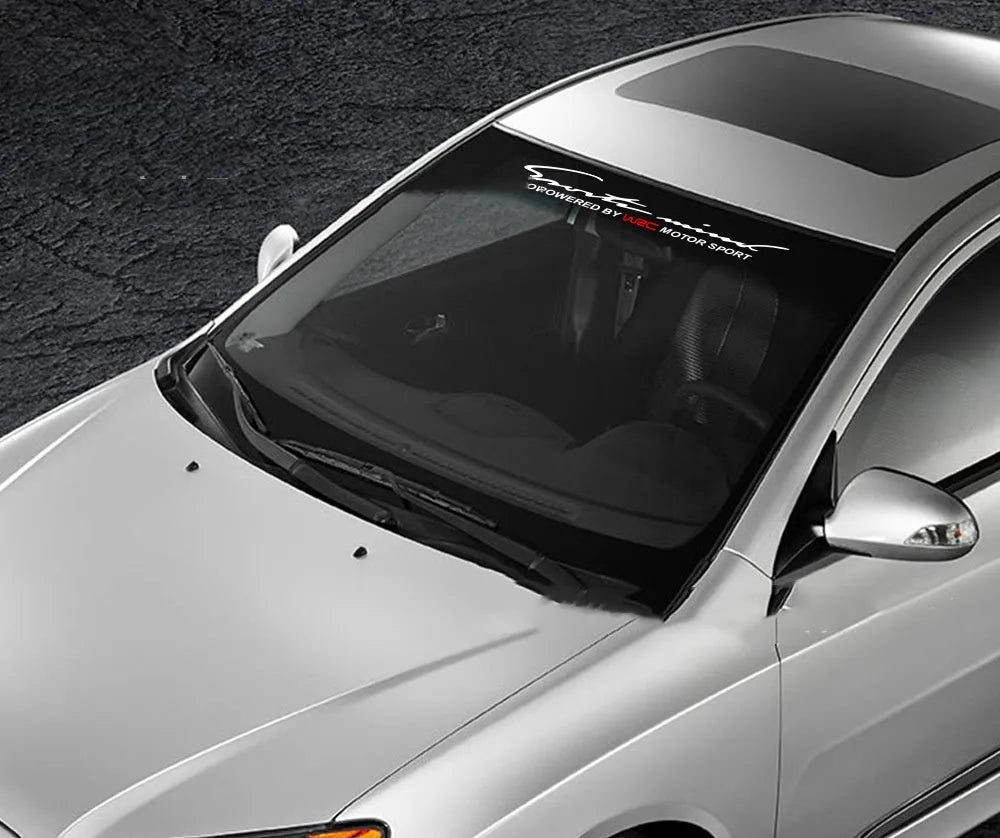 White PVC car windshield decorative sticker 90cm by 12cm with English word pattern