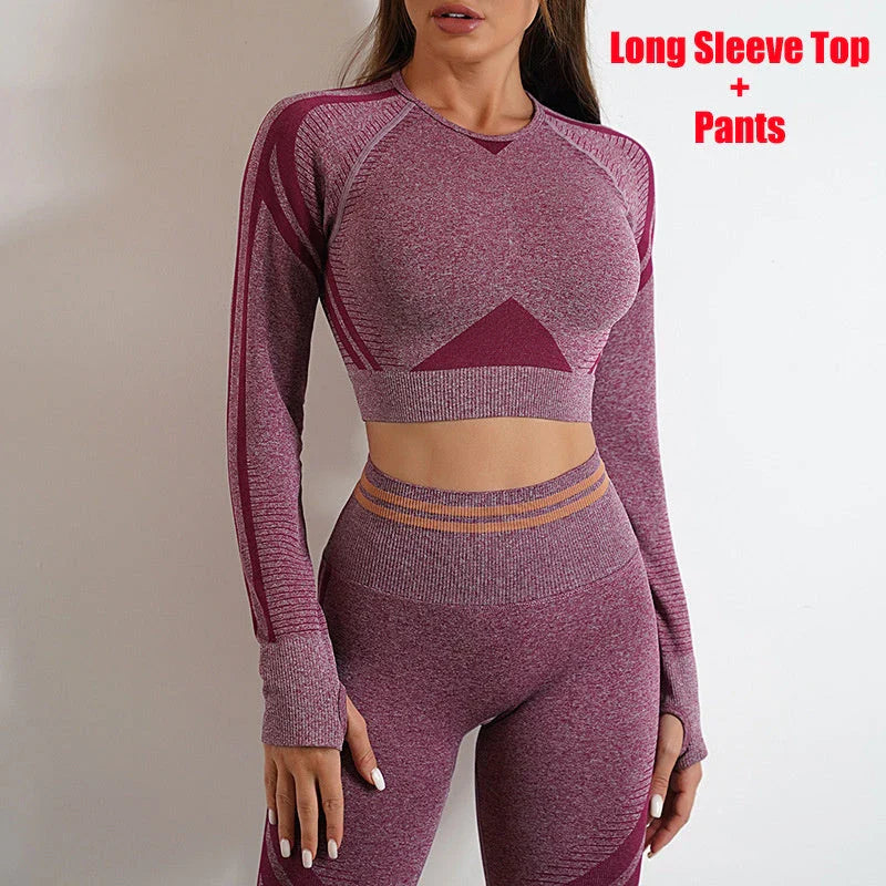 Premium seamless activewear collection featuring nylon tops, leggings, and suits in various colors