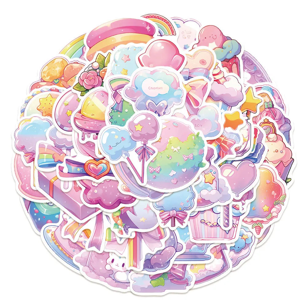 Fresh candy coloured decorative waterproof stickers in cute small object designs