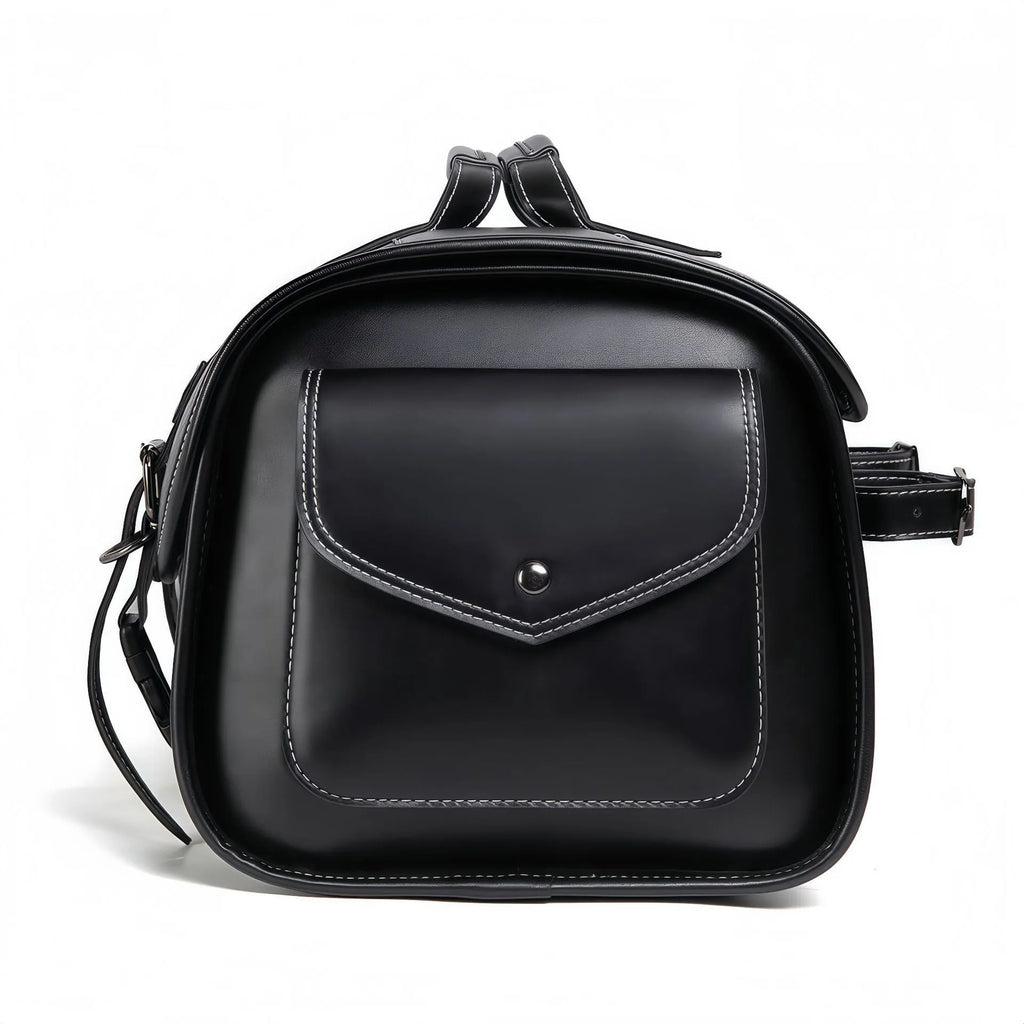 FBG376BK dark punk PU leather motorcycle side bag with tail coded lock