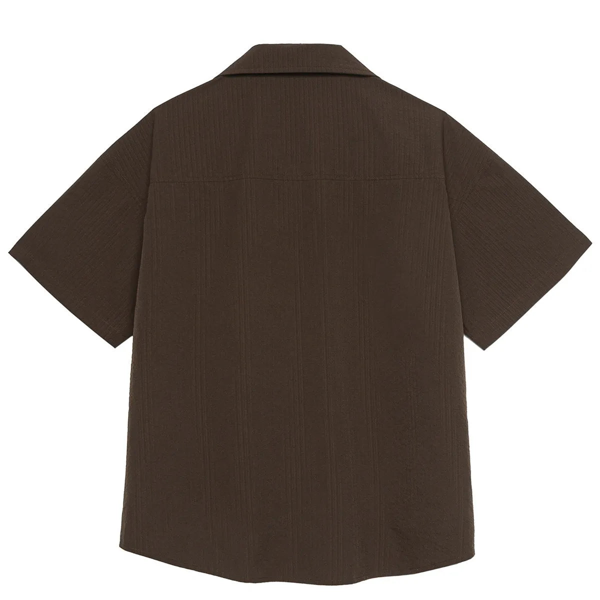 Brown coffee colour striped waterproof short sleeve shirt with Cuban collar for outdoor camping