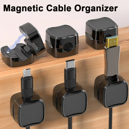 Premium Magnetic Cable Organizer for under desk, adjustable cord holder and wire management system