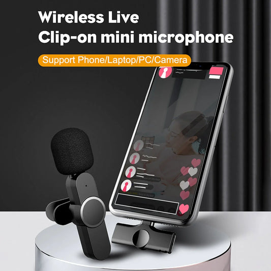 Premium wireless lavalier microphone with compact design, clear audio, and Bluetooth connectivity