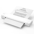 Phomemo M08F portable A4 thermal printer in silver black colour on a desk