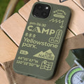 Green silicone degradable phone case for iPhone 15 Pro Max with simple Japanese style drop-resistant design