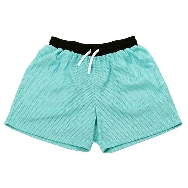 Men's solid colour quick-drying mesh running shorts in black, red, green, purple, or blue