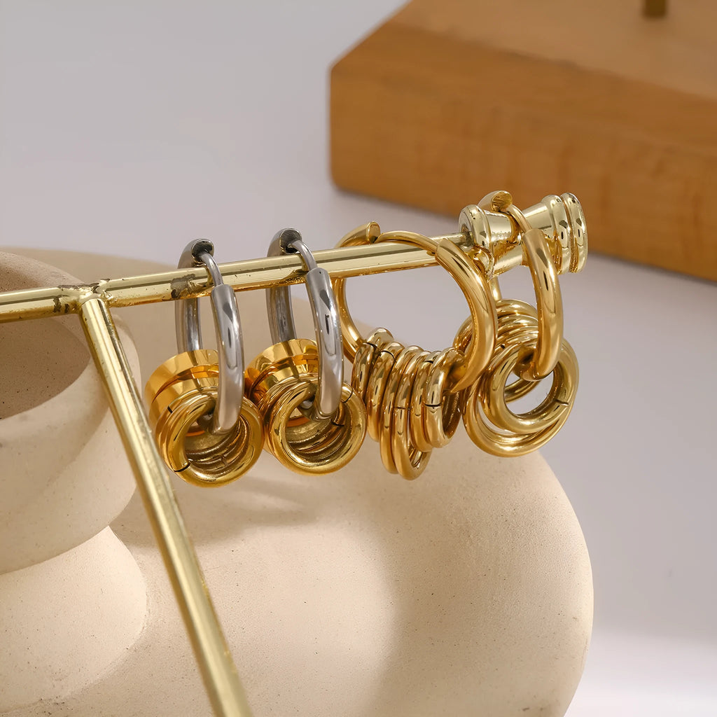 Stainless steel colour matching earrings with electroplated finish in ins style design