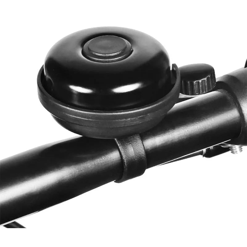 Black 58mm diameter ABS plastic bicycle bell for handlebar mounting