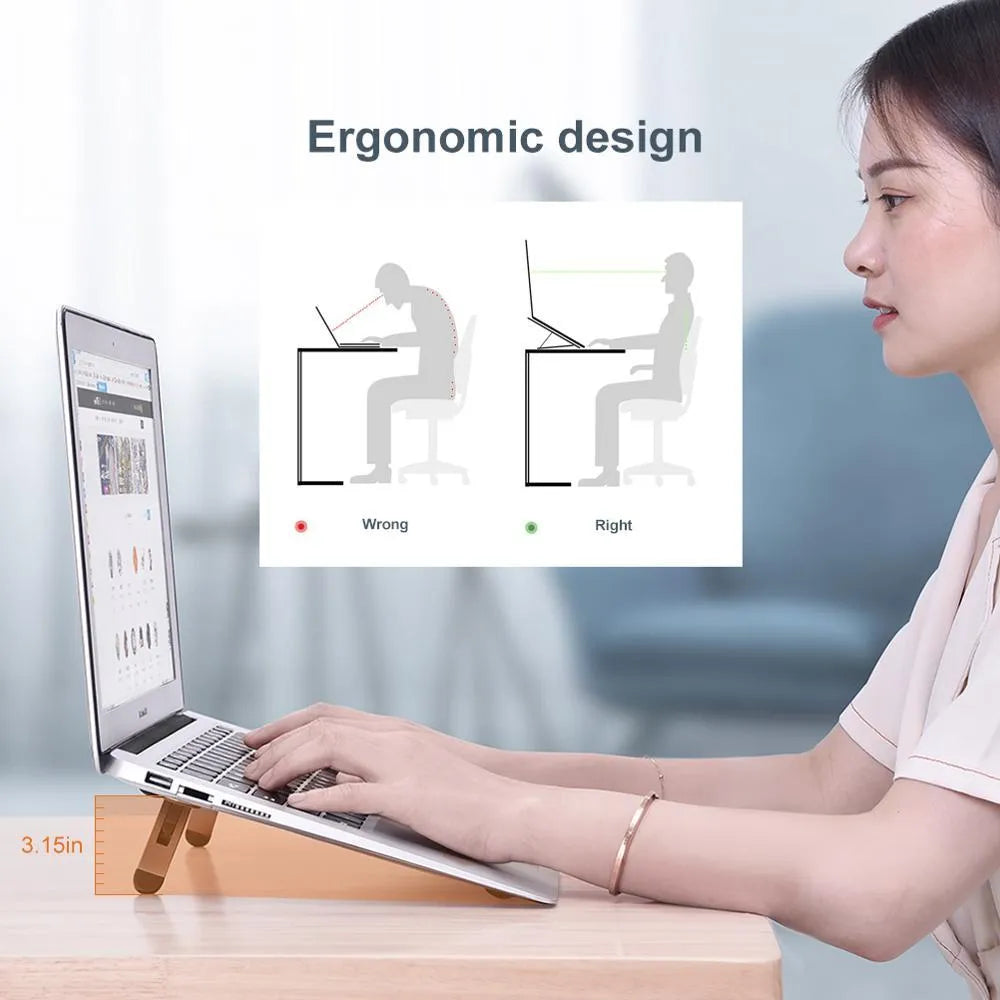 Aluminium alloy laptop stand 216x26mm with silicone pads in silver or dark grey